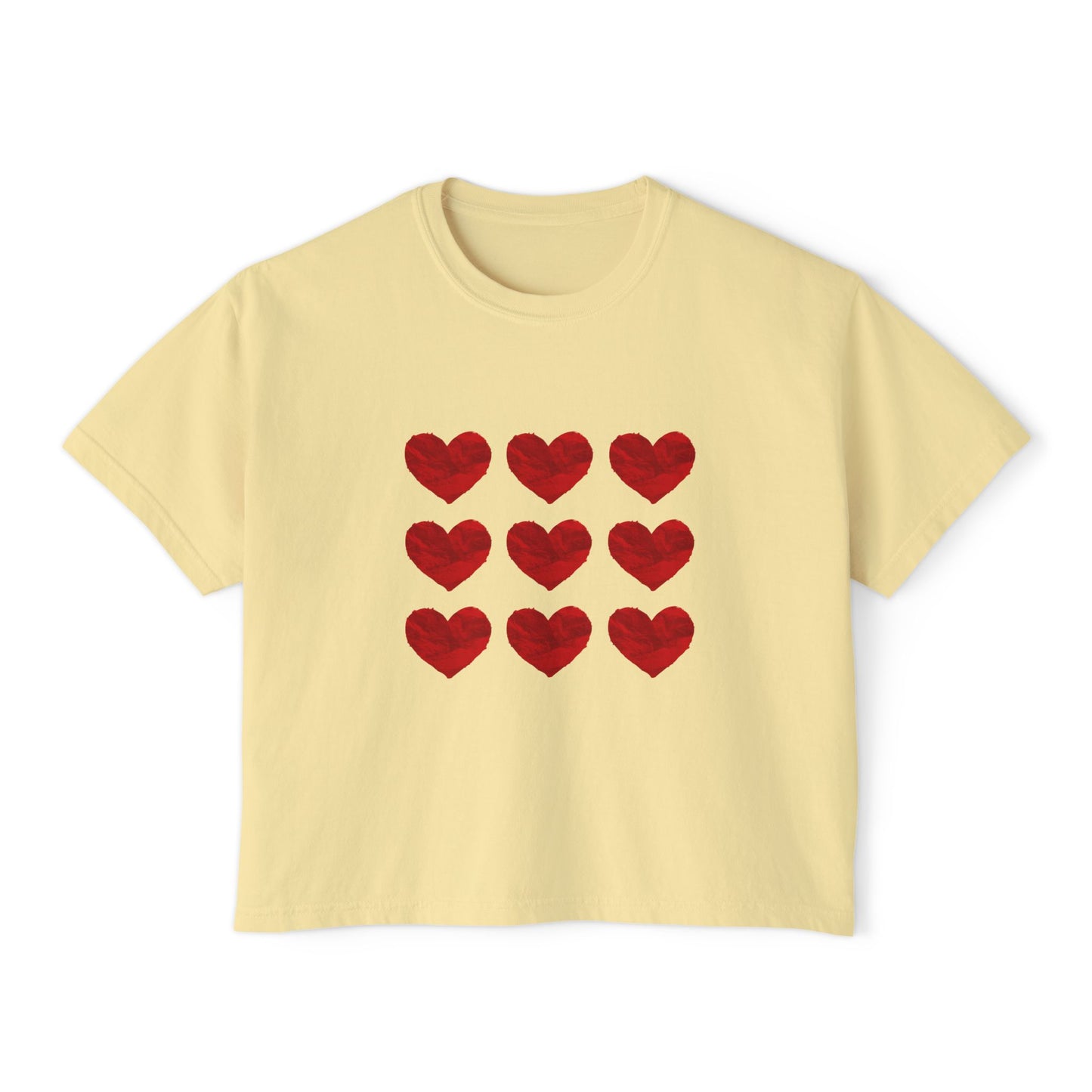 Heart-Pattern Girly boxy , Casual Heart Shirt, Gift for Her, Summer Tee, Valentine's Day Top