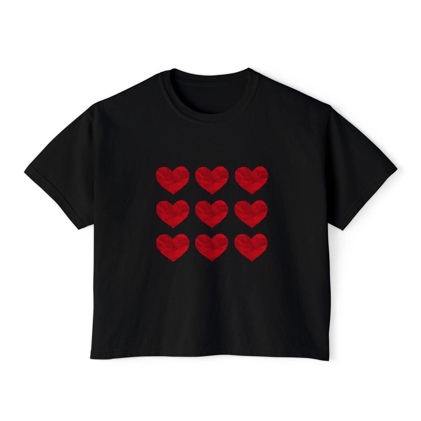 Heart-Pattern Girly boxy , Casual Heart Shirt, Gift for Her, Summer Tee, Valentine's Day Top