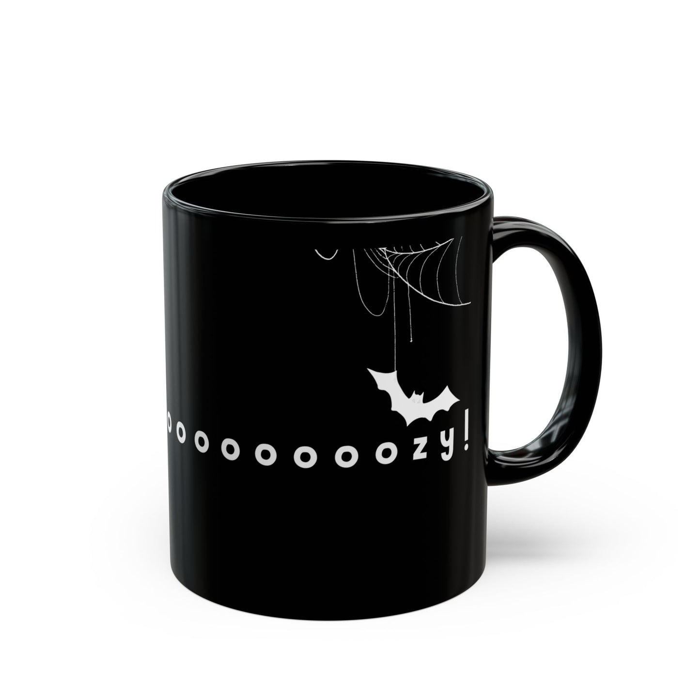 Spooky Cute Black Mug for Halloween, Ghost and Bat Design, Perfect Gift for Halloween Lovers, Cozy Coffee Cup, Unique Tea Mug