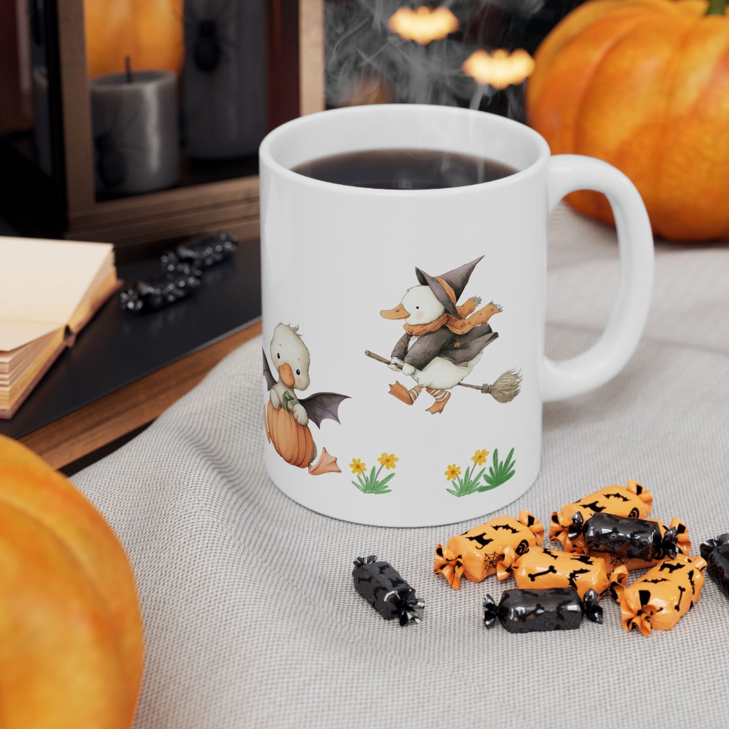 Mug Halloween Duck Trick or Treat Cute Ceramic Cup Autumn Seasonal Gift