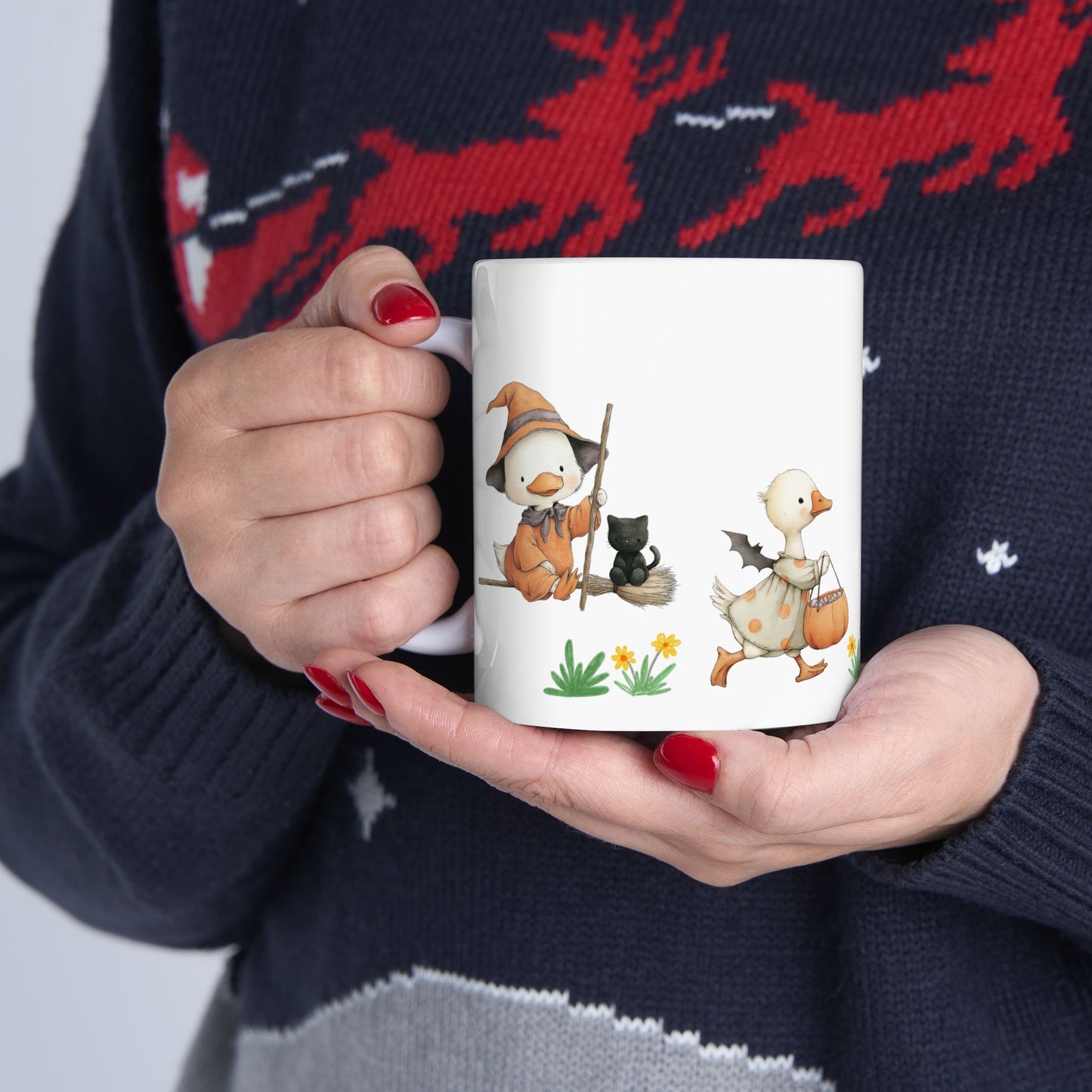 Mug Halloween Duck Trick or Treat Cute Ceramic Cup Autumn Seasonal Gift