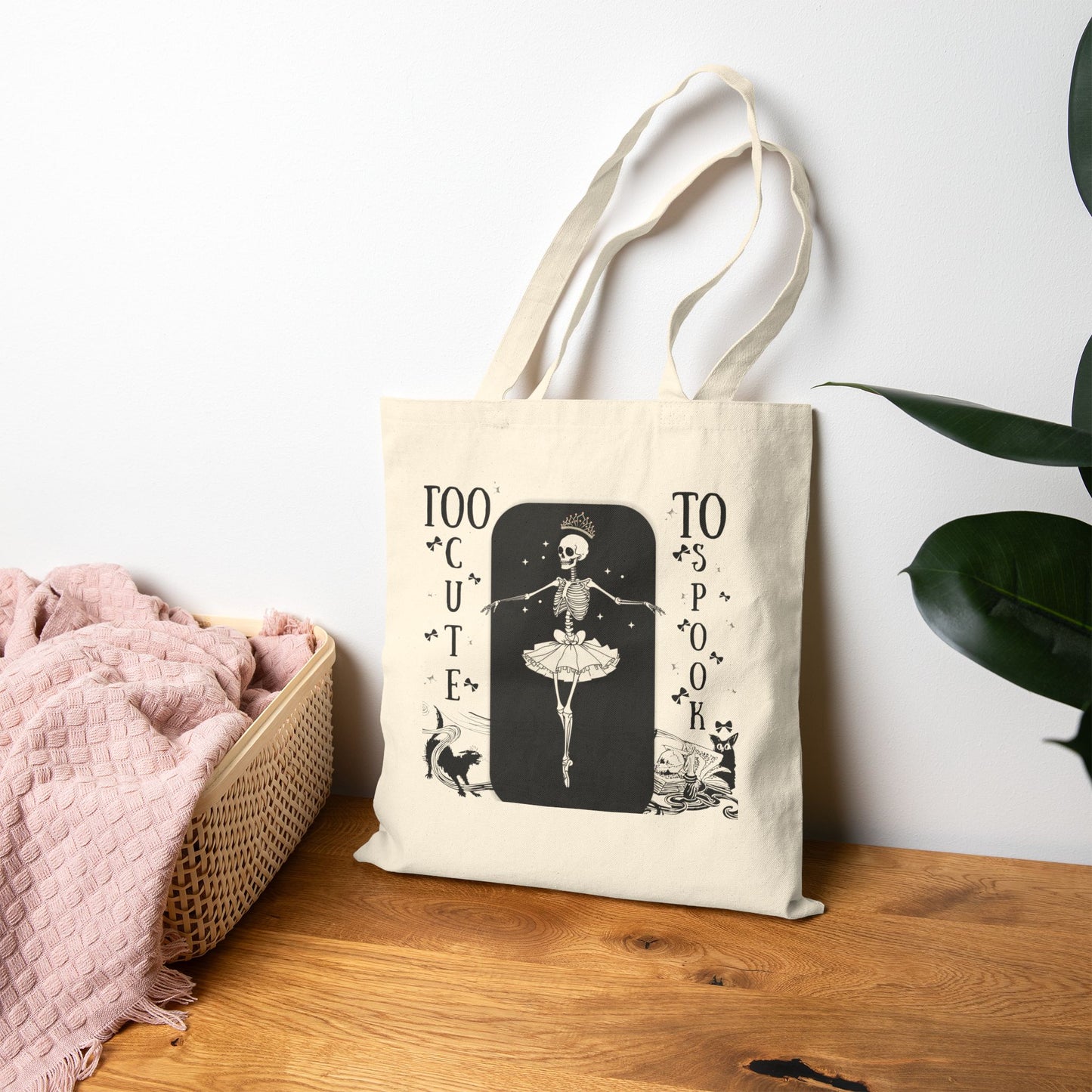 Spooky Ballet Skeleton Tote Bag
