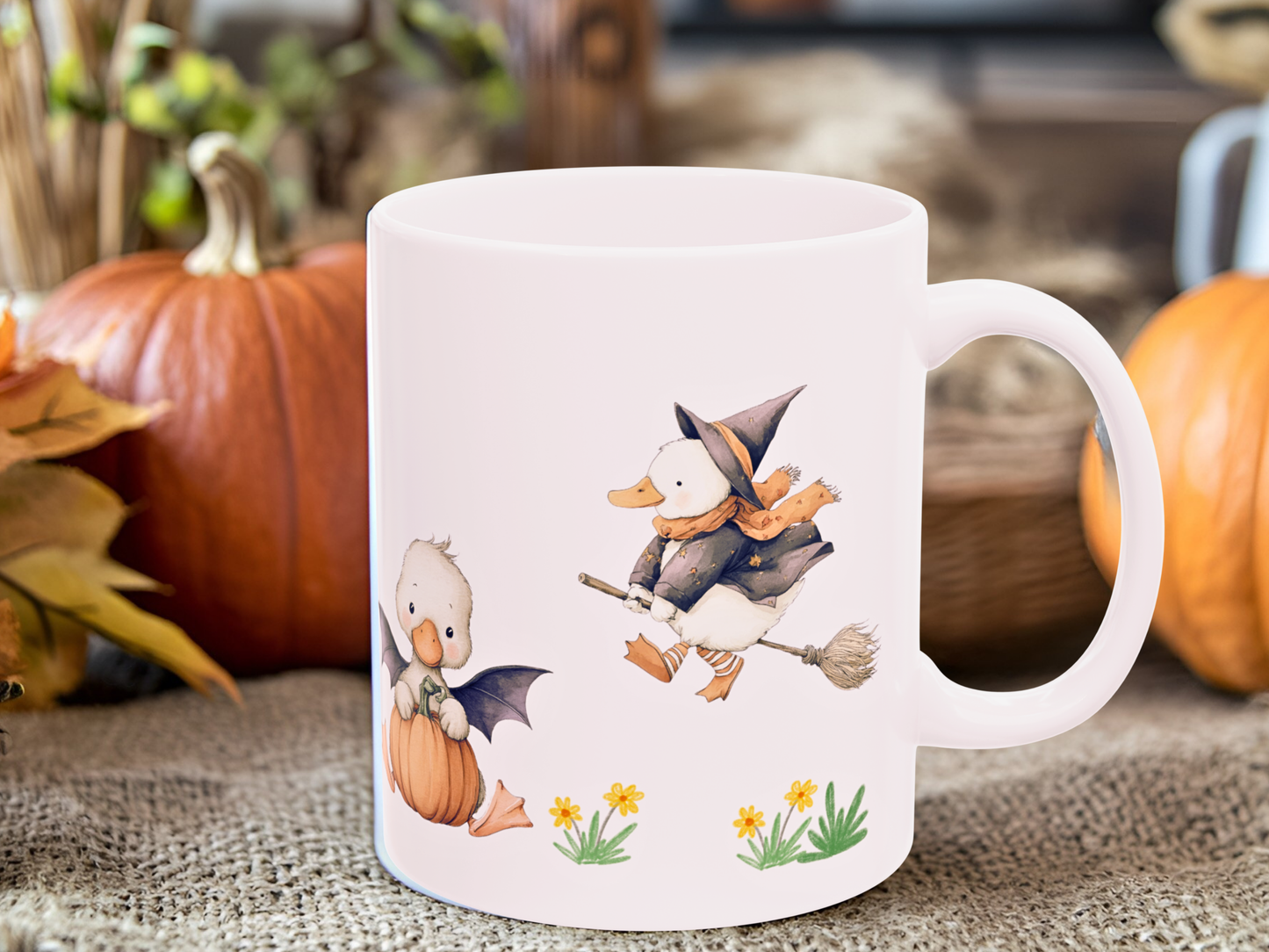 Mug Halloween Duck Trick or Treat Cute Ceramic Cup Autumn Seasonal Gift
