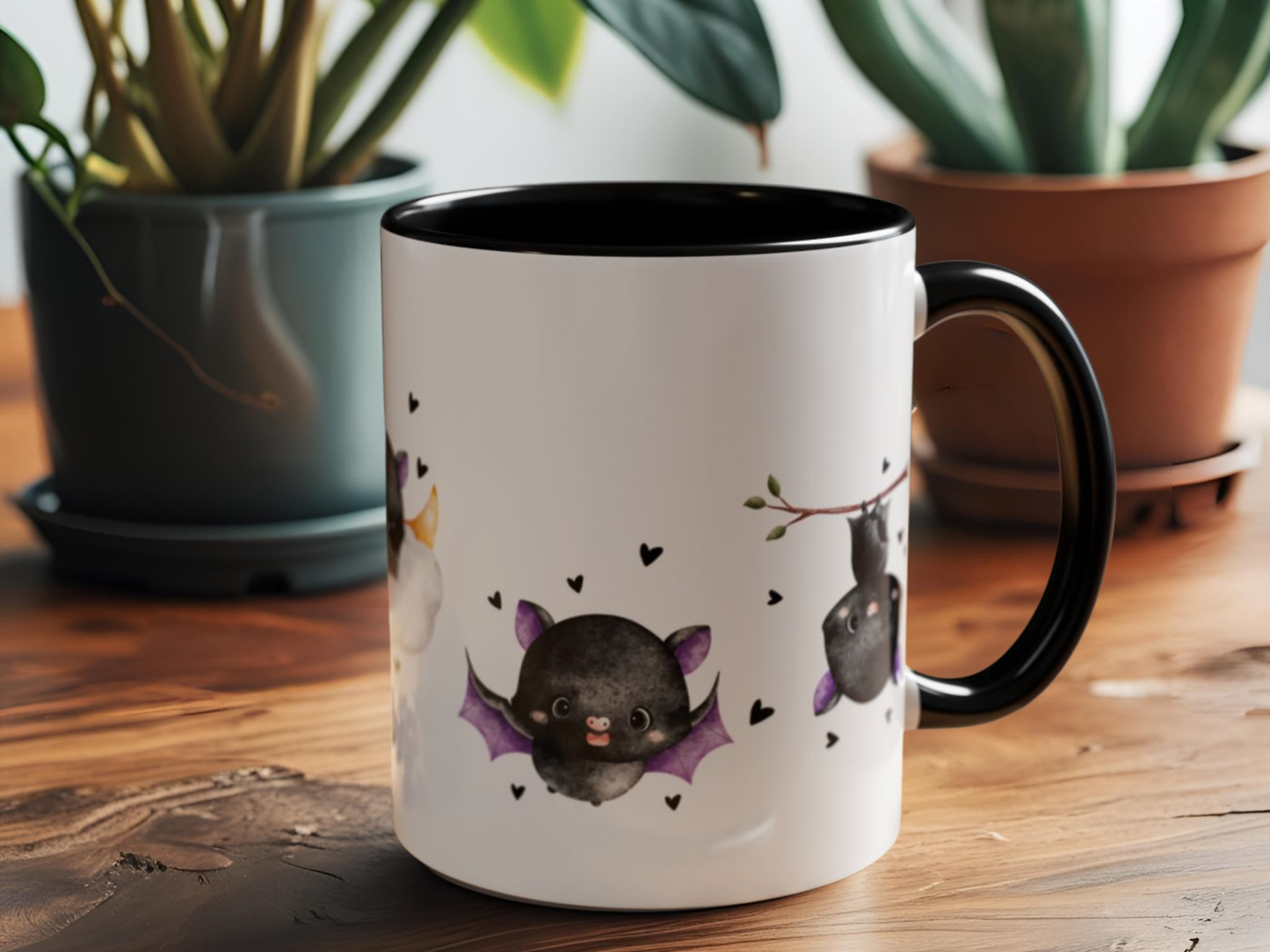 Mug Whimsical Bat with Hearts Halloween Animal Lover Gift