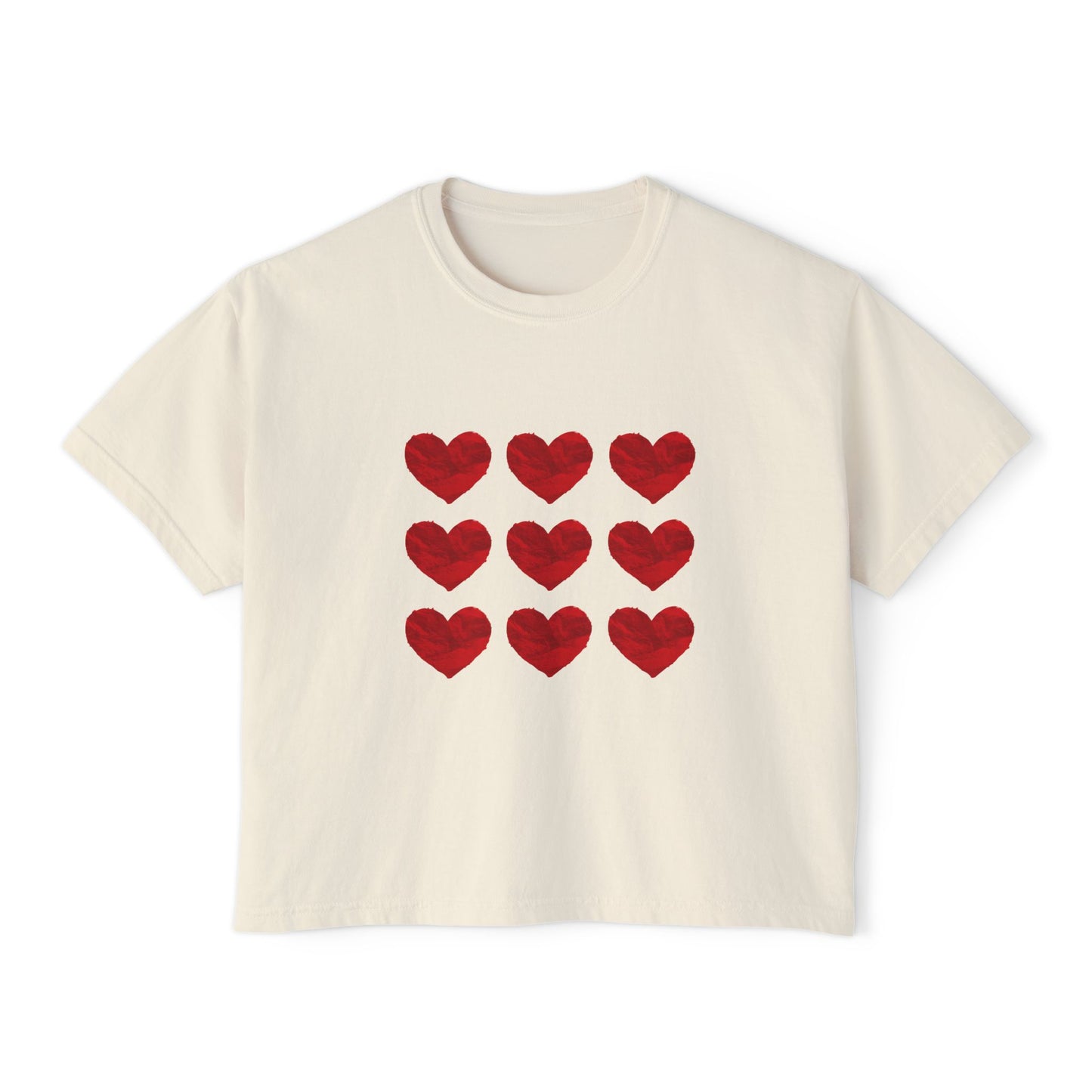 Heart-Pattern Girly boxy , Casual Heart Shirt, Gift for Her, Summer Tee, Valentine's Day Top